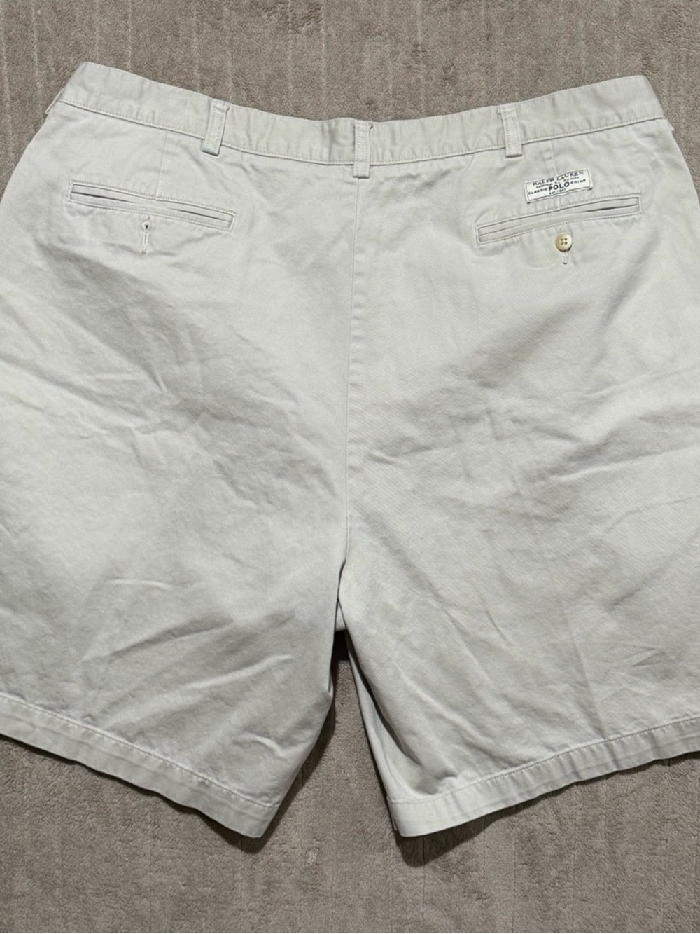 Polo Ralph Lauren Tyler Cotton Khaki Men’s Shorts Size 42 Pleated Front Vintage - Picture 2 of 8